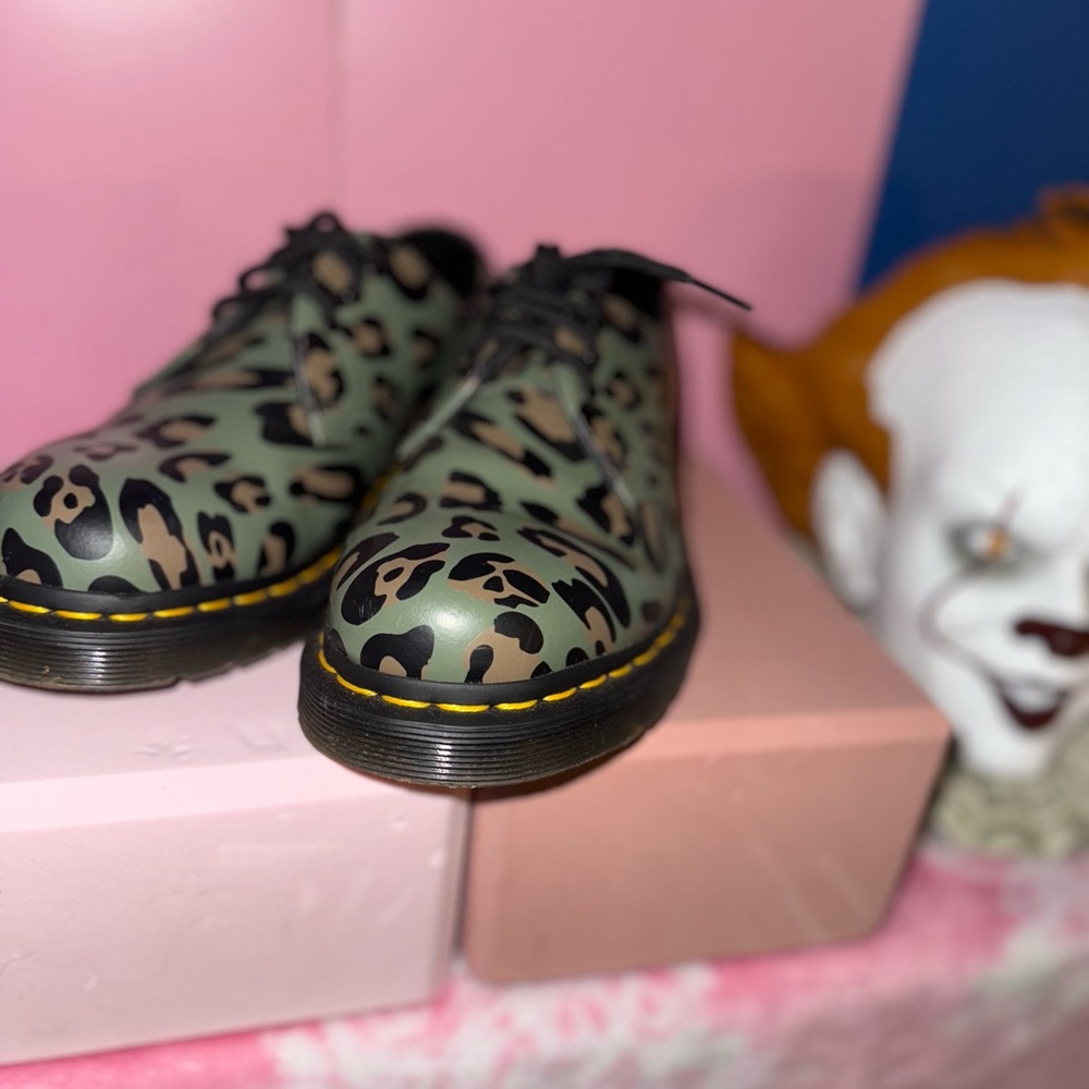 Dr. Martens Leopard Print Flats - Green and Black